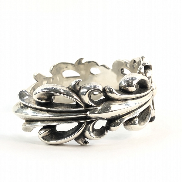 実際に弊社で買取させて頂いたCHROME HEARTS/クロムハーツ DBL FLRL CRS CUFF ダブルフローラルクロス カフ シルバーバングルの画像 4枚目