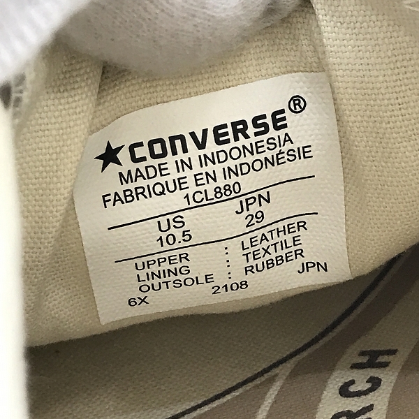 実際に弊社で買取させて頂いたCONVERSE/コンバース ADDICT/アディクト CHUCK TAYLOR LEATHER OX/チャックテイラー レザー スニーカー 1CL880/29の画像 5枚目