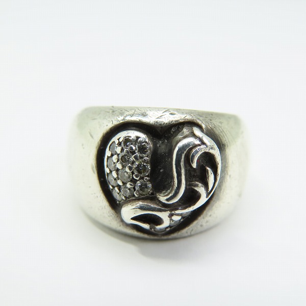 実際に弊社で買取させて頂いたCHROME HEARTS/クロムハーツ ハートインバンド リングwパヴェダイヤ 8号の画像 1枚目