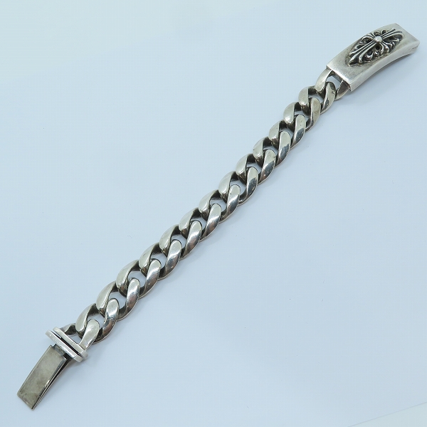 実際に弊社で買取させて頂いたCHROME HEARTS/クロムハーツ フローラルクロス ID ブレスレット/クラシックチェーン 13リンクの画像 8枚目