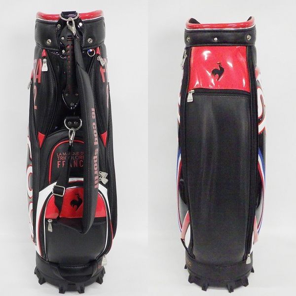 実際に弊社で買取させて頂いたle coq sportif/ルコック スポルティフ QQBTJJ03  9.5型 6分割キャディバッグ ブラック×レッドの画像 2枚目