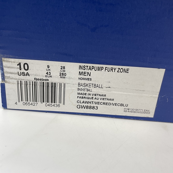 実際に弊社で買取させて頂いた【未使用】Reebok/リーボック INSTAPUMP FURY ZONE MID/インスタポンプフューリー ゾーン  GW8883 /28 の画像 9枚目