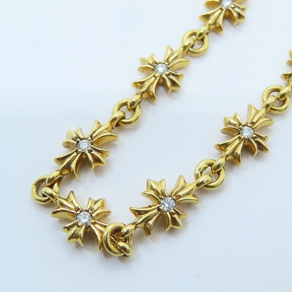 実際に弊社で買取させて頂いたCHROME HEARTS/クロムハーツ 22K タイニーE CHプラス ブレスレット 11リンク ｗ/両面ダイヤパヴェの画像 7枚目