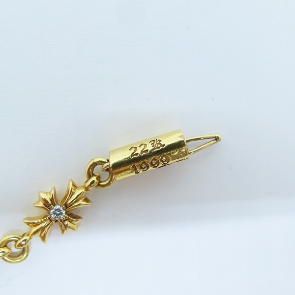 実際に弊社で買取させて頂いたCHROME HEARTS/クロムハーツ 22K タイニーE CHプラス ブレスレット 11リンク ｗ/両面ダイヤパヴェの画像 5枚目