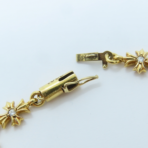 実際に弊社で買取させて頂いたCHROME HEARTS/クロムハーツ 22K タイニーE CHプラス ブレスレット 11リンク ｗ/両面ダイヤパヴェの画像 3枚目