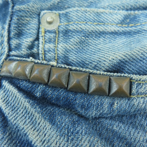 実際に弊社で買取させて頂いた【未使用】HYSTERIC GLAMOUR/ヒステリックグラマー スタッズ ダメージ加工 ボタンフライ デニムパンツ 0243AP04/W29の画像 5枚目