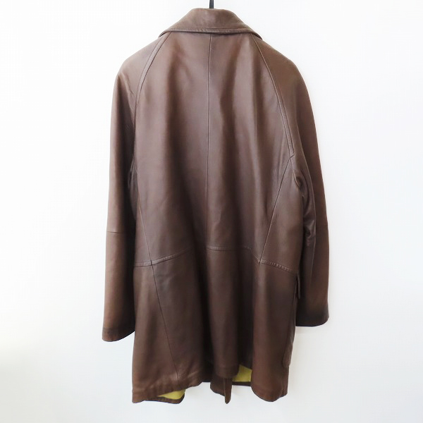 実際に弊社で買取させて頂いたGIORGIO ARMANI/ジョルジオアルマーニ ラムレザー ダブルコート/54の画像 1枚目