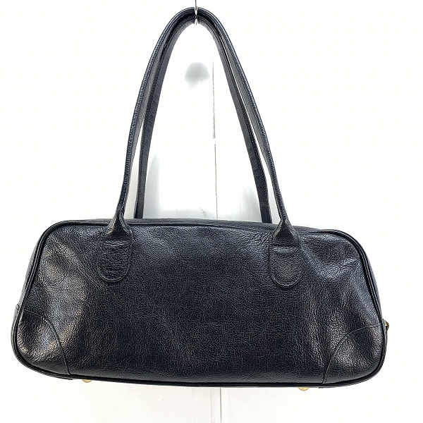 実際に弊社で買取させて頂いたIL BISONTE/イルビゾンテ レザー ハンドバッグ ブラックの画像 1枚目