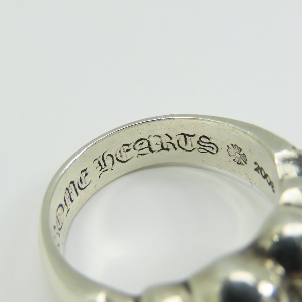 実際に弊社で買取させて頂いたCHROME HEARTS/クロムハーツ フローラルクロスハートリング 18号の画像 7枚目
