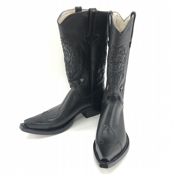 実際に弊社で買取させて頂いたCHROME HEARTS/クロムハーツ COWBOY WESTERN/カウボーイウエスタン スターコンチョ レザーブーツ ブラック M10