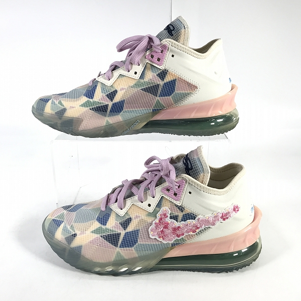 実際に弊社で買取させて頂いたatmos×NIKE/アトモス×ナイキ LEBRON 18 LOW SAKURA レブロン CV7562-101 26.5の画像 3枚目