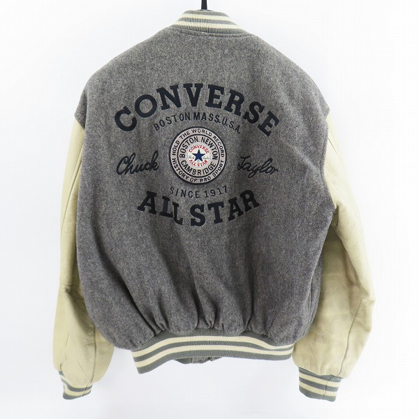 実際に弊社で買取させて頂いたCONVERSE/コンバース オールスター刺繍 90sヴィンテージ 袖革スタジャン/Lの画像 1枚目