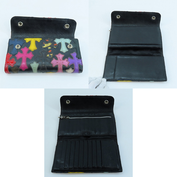 実際に弊社で買取させて頂いたCHROME HEARTS/クロムハーツ WAVE/ウェーブ ウォレット マルチ クロスセメタリーパッチの画像 3枚目