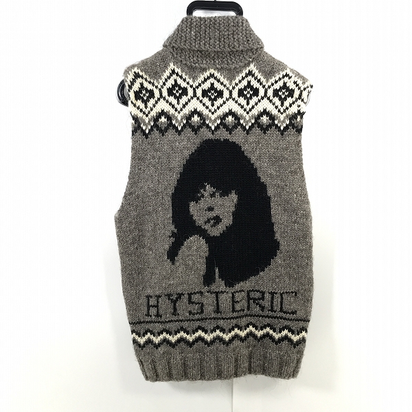 実際に弊社で買取させて頂いたHYSTERIC GLAMOUR/ヒステリックグラマー カウチン ニットベスト 総柄 0203NV01 Lの画像 1枚目