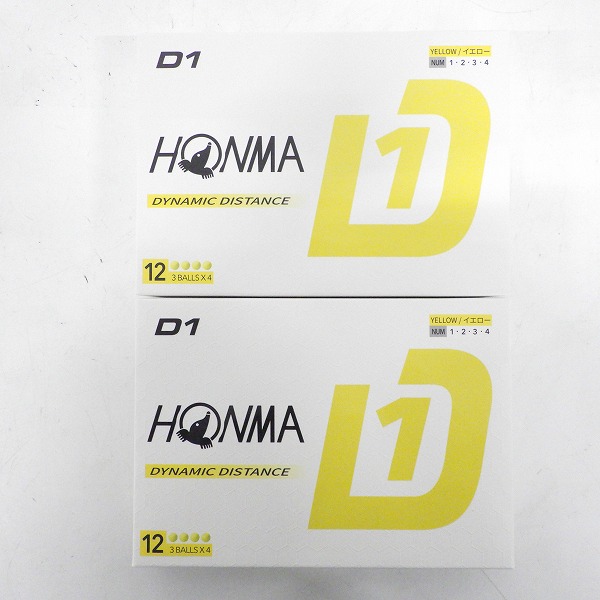実際に弊社で買取させて頂いた【未使用】HONMA/ホンマ D1 DYNAMIC DISTANCE ゴルフボール イエロー 2ダース の画像 2枚目