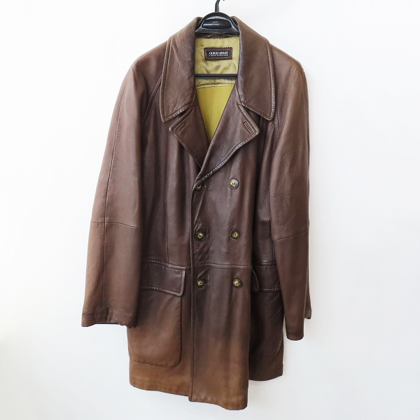 実際に弊社で買取させて頂いたGIORGIO ARMANI/ジョルジオアルマーニ ラムレザー ダブルコート/54