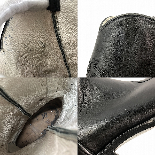 実際に弊社で買取させて頂いたCHROME HEARTS/クロムハーツ COWBOY WESTERN/カウボーイウエスタン スターコンチョ レザーブーツ ブラック M10の画像 8枚目