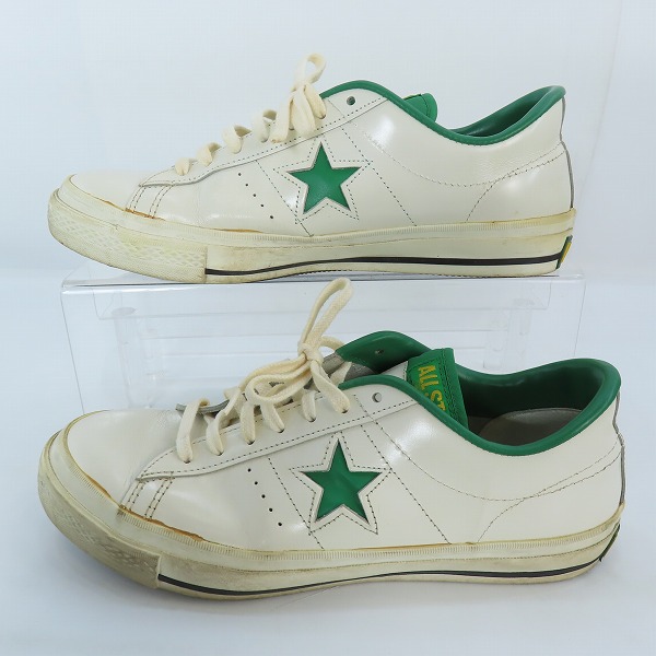 実際に弊社で買取させて頂いたCONVERSE/コンバース ONE STAR OX ローカットスニーカー ホワイト×グリーン/9.5の画像 3枚目