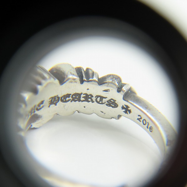 実際に弊社で買取させて頂いたCHROME HEARTS/クロムハーツ BABY CLSC DBL FLRL CRS ベイビークラシック ダブルフローラルクロス リング/4.5号の画像 7枚目
