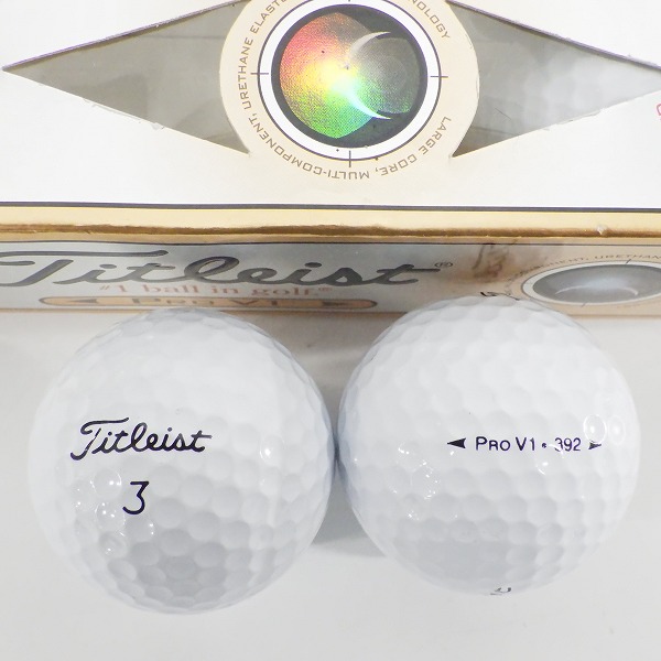 実際に弊社で買取させて頂いた【未使用/オウンネーム含】Titleist/タイトリスト PRO V1 392,AVX,VG3,HVC ゴルフボール ホワイト 計1ダースの画像 1枚目