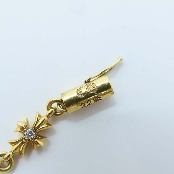 実際に弊社で買取させて頂いたCHROME HEARTS/クロムハーツ 22K タイニーE CHプラス ブレスレット 11リンク ｗ/両面ダイヤパヴェの画像 4枚目