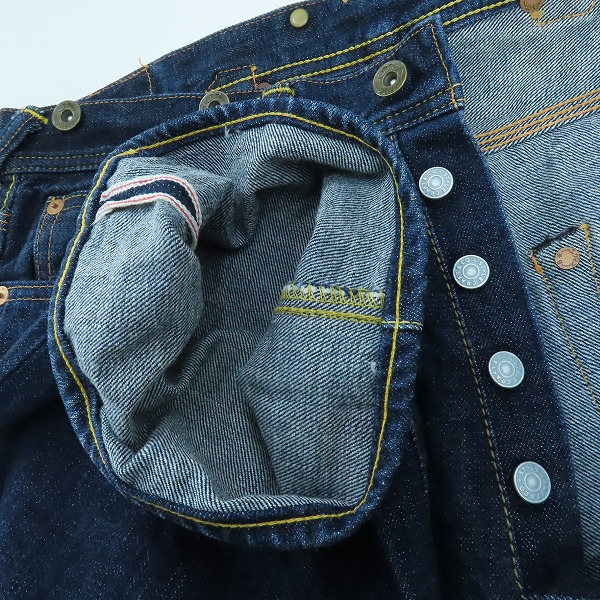 実際に弊社で買取させて頂いたEVISU/エヴィス シンチバックベルト付 カウボーイタイプ カモメ  プリント ボタンフライ デニムパンツ LOT2111 35×35の画像 2枚目