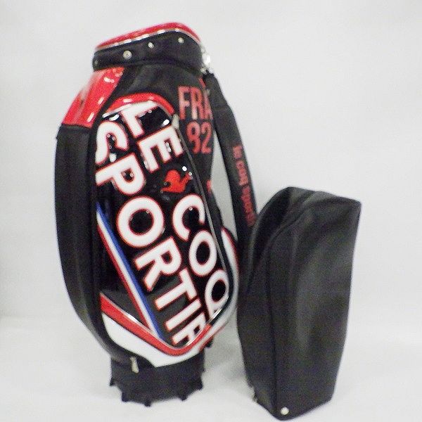 実際に弊社で買取させて頂いたle coq sportif/ルコック スポルティフ QQBTJJ03  9.5型 6分割キャディバッグ ブラック×レッドの画像 1枚目