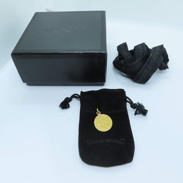 実際に弊社で買取させて頂いたCHROME HEARTS/クロムハーツ 22K CHRM ANGL MDL エンジェルメダルチャーム V2 ゴールドネックレストップの画像 5枚目