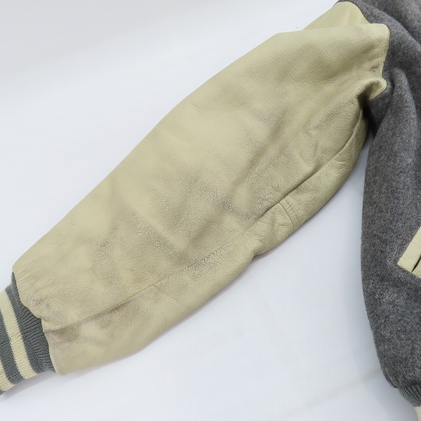 実際に弊社で買取させて頂いたCONVERSE/コンバース オールスター刺繍 90sヴィンテージ 袖革スタジャン/Lの画像 7枚目