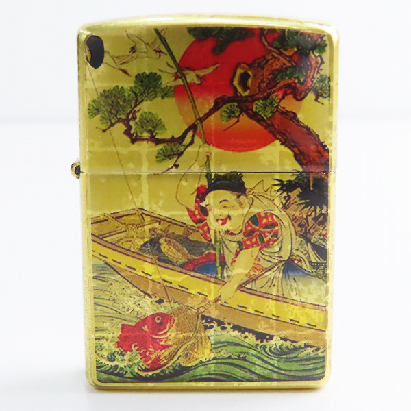 実際に弊社で買取させて頂いたZIPPO/ジッポー 純金箔張り 本箔仕上 吉祥 引き札/恵比寿/エビス/2006年製の画像 1枚目