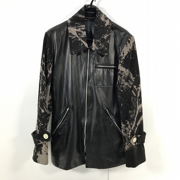 実際に弊社で買取させて頂いたUNDERCOVER/アンダーカバー 97AW LEAF期 ブリーチ加工 異素材切り替え レザージャケット  UC-7W-JK-04 