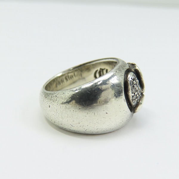 実際に弊社で買取させて頂いたCHROME HEARTS/クロムハーツ ハートインバンド リングwパヴェダイヤ 8号の画像 4枚目