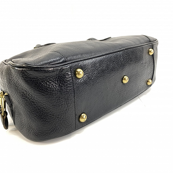 実際に弊社で買取させて頂いたIL BISONTE/イルビゾンテ レザー ハンドバッグ ブラックの画像 2枚目