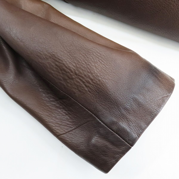 実際に弊社で買取させて頂いたGIORGIO ARMANI/ジョルジオアルマーニ ラムレザー ダブルコート/54の画像 8枚目