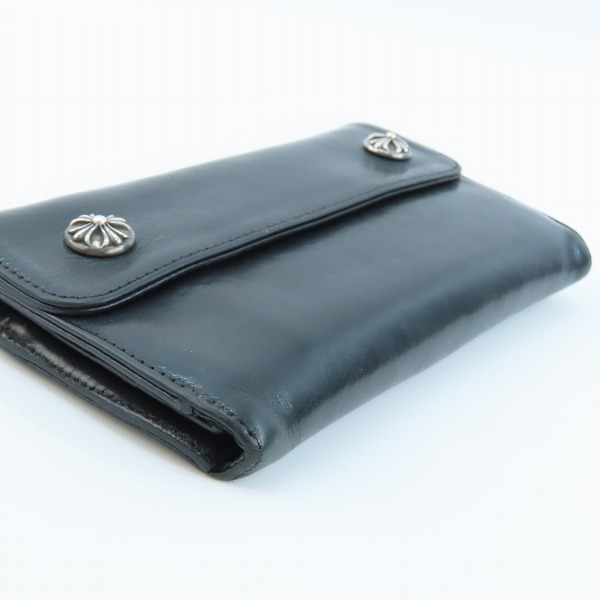 実際に弊社で買取させて頂いたCHROME HEARTS/クロムハーツ WAVE/ウェーブウォレット クロスボタン/長財布の画像 2枚目