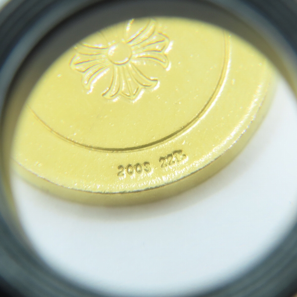 実際に弊社で買取させて頂いたCHROME HEARTS/クロムハーツ 22K CHRM ANGL MDL エンジェルメダルチャーム V2 ゴールドネックレストップの画像 4枚目