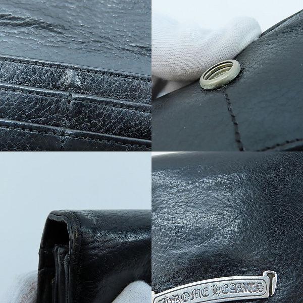 実際に弊社で買取させて頂いたCHROME HEARTS/クロムハーツ JUDY/ジュディ ヘビーレザー ロングウォレット クロスボタン/長財布の画像 8枚目