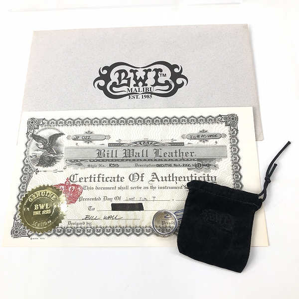 実際に弊社で買取させて頂いた【ギャラ付き】Bill Wall Leather/BWL/ビルウォールレザー エグゼクティブ クロス リング/18.5-19.5号の画像 9枚目