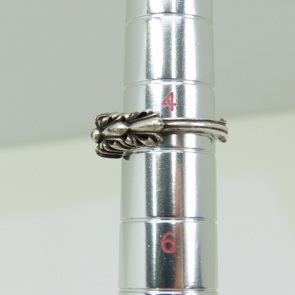 実際に弊社で買取させて頂いたCHROME HEARTS/クロムハーツ BABY CLSC DBL FLRL CRS ベイビークラシック ダブルフローラルクロス リング/4.5号の画像 8枚目
