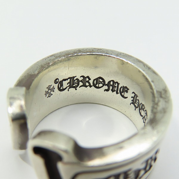 実際に弊社で買取させて頂いたCHROME HEARTS/クロムハーツ スクロールラベル リング ラージ/19-20号の画像 6枚目